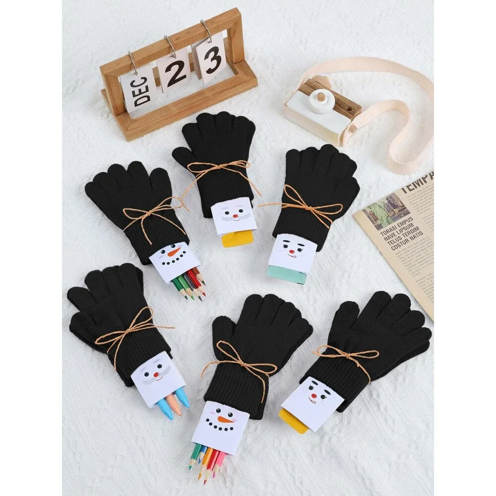Cooraby Kids 12 Pairs Winter Stretch Knit Magic Gloves 6-12Y - NWT
